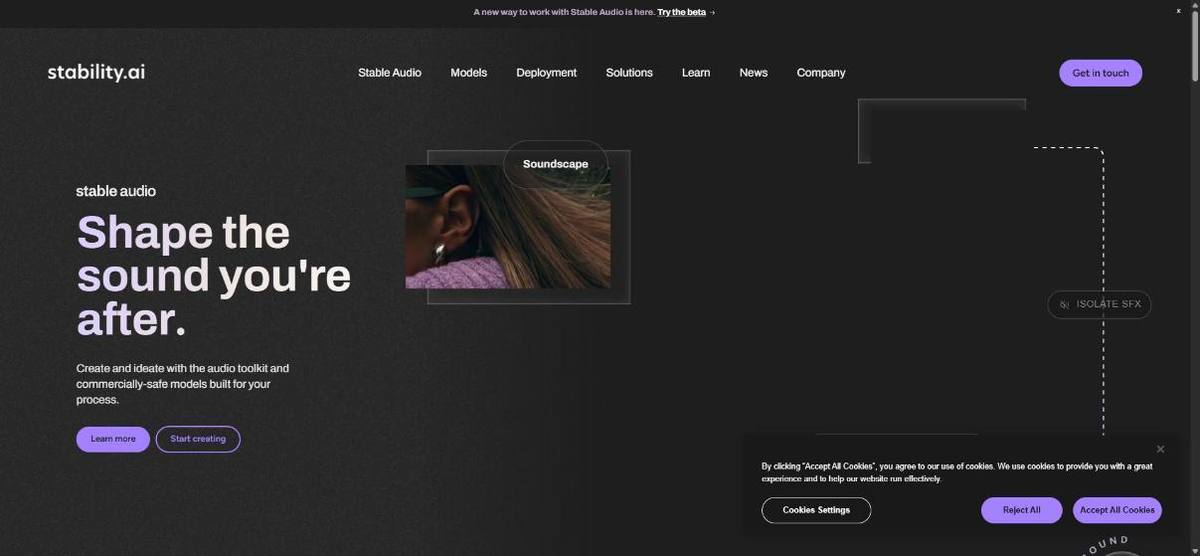 Home page di Stability AI
