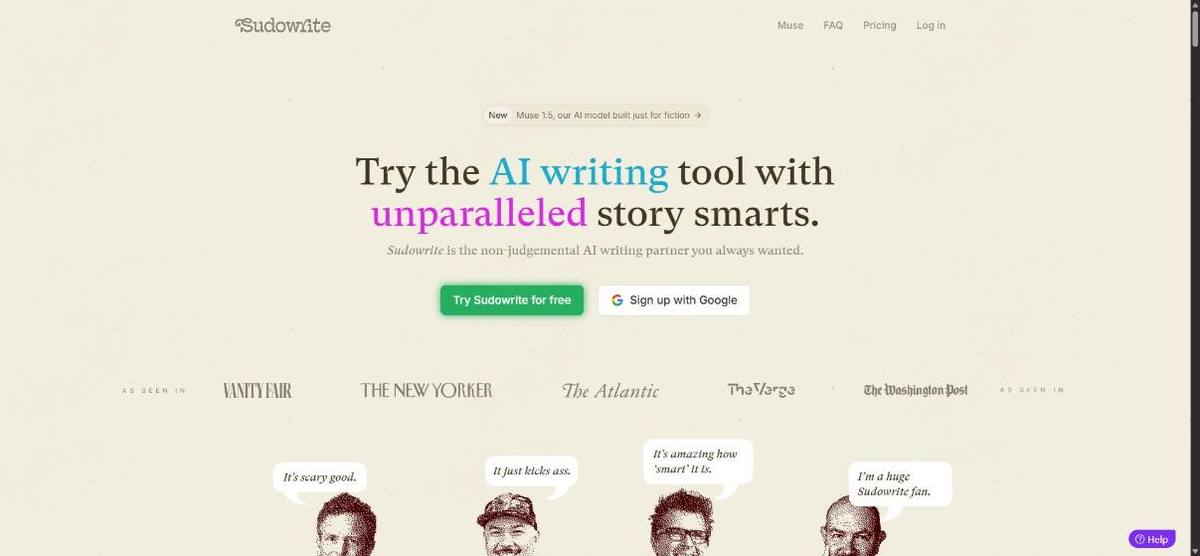 Home page di Sudowrite