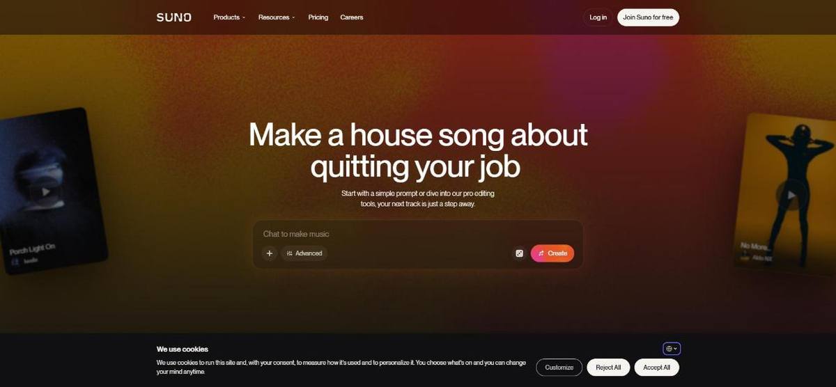 Home page di Suno