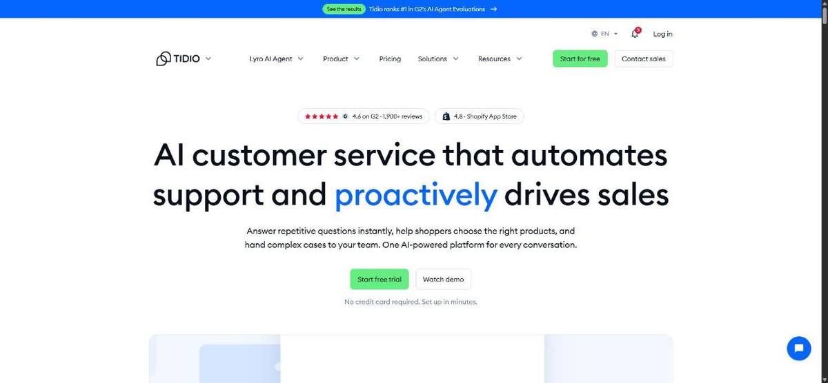 Home page di Tidio