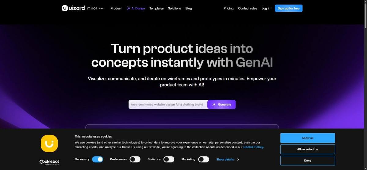Home page di Uizard