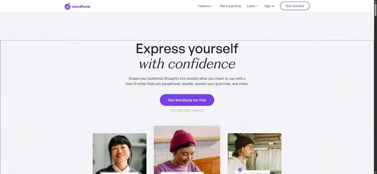 Home page di Wordtune