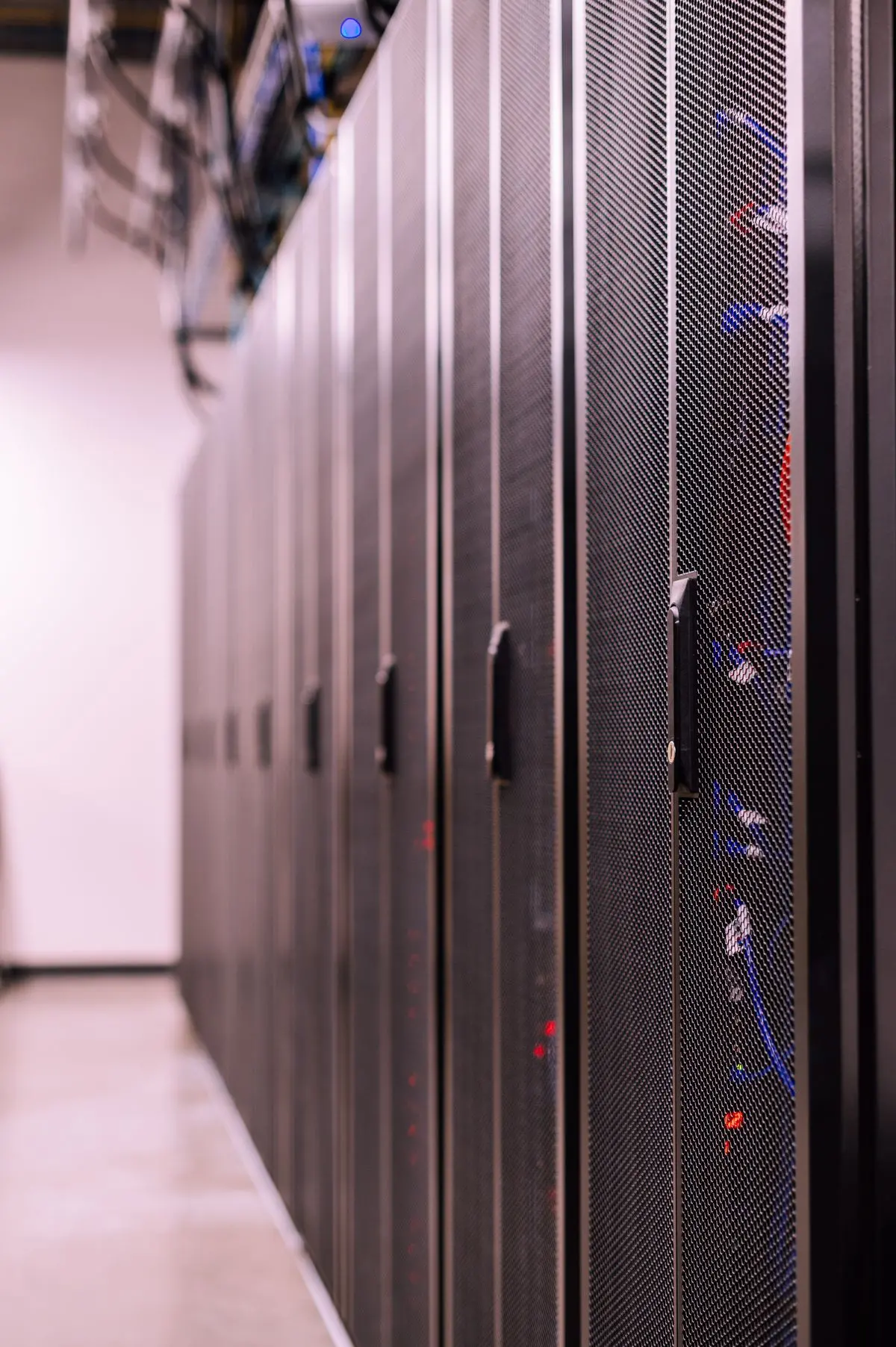 Cavi di rete in una sala server di un data center